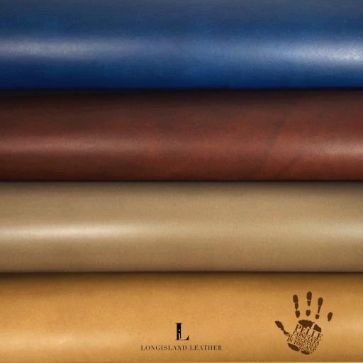 Full-grain vegetable tanned Italian leather rolls in various colors