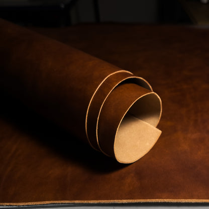 Roll of authentic Italian full grain vegetable-tanned leather used for Longisland Leather products.