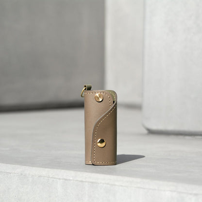 The SIDECAR custom leather key case in elephant grey, a slim and durable key holder for personalized gifts