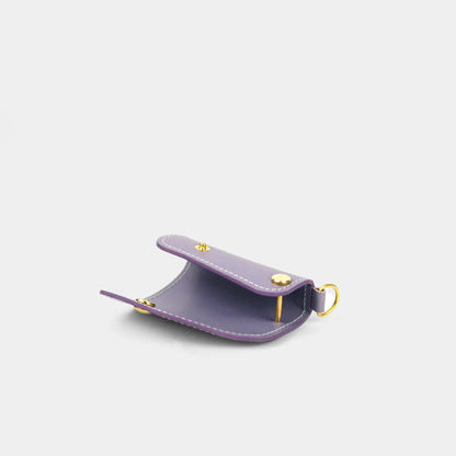 The empty Lavender SIDECAR minimalist leather key case, highlighting the polished D-ring and organized internal storage.